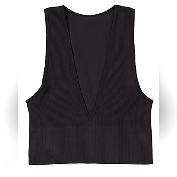 ARIZONA BODY black Seamless Ribbed V-Neck Brami top size L NWOT - Picture 3 of 6